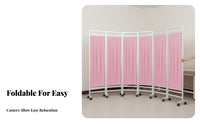 Foldable Design Wheeled Privacy Screen Mobile with casters Rolling Panel Divider Easy to Move Room Partition Flexible Configuration for Medical Professionals, Salon Staff, section office Workers, Hospital, Clinic, Bedroom, Studio Apartment