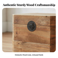 Decorative Wooden Trunk Wabi-Sabi Design Rustic Wooden Trunk Multi-Functional Hinged Lid for Interior Designers, Living Room