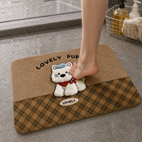 Diatomaceous Earth Bath Mat, 3D Plush-Look Absorbent Quick Dry Non-Slip Bathroom Floor Mat with Cute Pet Design
