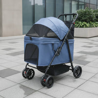 Spacious Pet Stroller with Mesh Panels Secure Dog Cart with Adjustable Handle Portable Wheeled Pet Carrier Foldable for Dogs