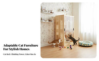 Sliding Doors Multi-Level Feline Cabinet Sturdy Construction Multi-Level Feline House Easy to Clean Pet Furniture Ventilated for Felines, Kittens, Indoors, Living Room, Bedroom, Home