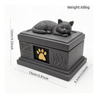 Resin Feline Memorial Box Decorative Finish Pet Memorial Keepsake Handmade