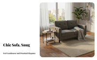 Minimalist Fabric Sofa Small Space Solution Corduroy Loveseat Simple Design Sturdy Wooden Legs for Reception Area, Office Lounge