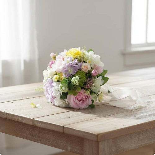 Bridal Hand Arrangement Lifelike Bridal Blossom Arrangement Decorative Ribbon