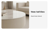 2 Pieces Round Nesting Table Set Creamy Aesthetic Drum Coffee Table Set Light Luxury design Minimalist Design for Small Spaces