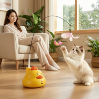 Automatic Cat Teaser Wand with Suction Cup Interactive Cat Wand Toy with Suction Cup Long-Lasting Wear-Resistant for Floor