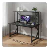 Computer Desk with Hutch Gaming Desk with Shelf Home Office Study Table Workstation Sturdy Steel Frame Intelligent Cable Management Suitable for Home Office Teen Bedroom Dorm Room Small Space