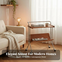2-Tier Rolling End Table Vintage aesthetic Mobile Storage Multi-Functional