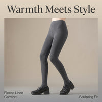 Fleece Lined Tights for Women with Control and Hip Lifting Design, Thermal for Autumn Winter Cold Weather, Thick Footed Leggings
