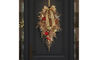 Elegant Christmas Teardrop Swag | tapering, Christmas Swag with Bow, for Entryway