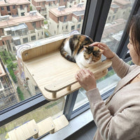 5-Tier Hanging Cat Shelf with Hammock, Sisal Rope Climbing Perch for Glass Mounting, Strong Suction Cup Window Seat for Smooth Wall and Tile