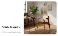 Geometric Backrest Chair Postmodern Geometric Design Dining Furniture Artistic Design Aesthetic Handmade for Interior Designers