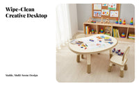 Adjustable Height Young Child Table Child Design Height Adjustable Kids Table and Chair Set Rounded Edges Early Learning Desk for Preschool, Playroom