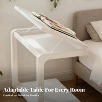 Rolling C-Shaped Side Table Mobile with casters Nightstand Easy Assembly