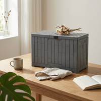 Resin Outdoor Storage Chest Rectangular Outdoor Storage Box Hinged Lid Lockable Container for Patio, Garden, Poolside