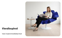 Nordic Inspired blossomsupport rotating Seat Minimalist Aesthetic Upholstered rotating Armchair Artistic Statement Piece Lounge Chair Ergonomic Design for Interior Designers, Homeowners, Hotel Lobby, Showroom, Living Room, Office Reception