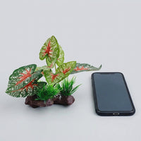 Freestanding Reptile Decor Artificial Plant Hideaway, 15cm Leopard Gecko Tank Accessories and Reptile Plants, Snake Accessories for Vivarium