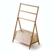 Folding Clothes Rack with Basket Portable Triangular Frame Garment Rack