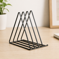 Metal Book Stand, Small Triangle Book Holder, Paper Organizer for College Students, Home Office Desk Organizer