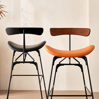 Nordic Luxury Bar Stool with Iron Backrest