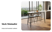 High-Top Table with Stools Light Luxury Design Bar Furniture Faux Marble surface Integrated Footrests for Homeowners, Students