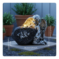 Solar Angel Garden Statue Weather Resistant Kneeling Angel Figurine for Yard