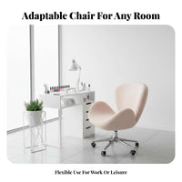Scalloped Back Armchair Shell-Shaped Backrest Vanity Stool Padded Seat Modern Style for Homeowners, Teens, Bedroom, Home Office