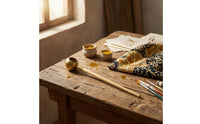 Fine-Tip Wax-Resist-Dye Copper Pot Pen Gold-Toned Canting Tool Hand-Held Batik Pen with Wooden Handle for Crafters