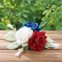 Artificial Rose Decoration Layered Faux Flower Accent with Leaves Cake Flower Topper Lightweight Cake Topper with Flowers