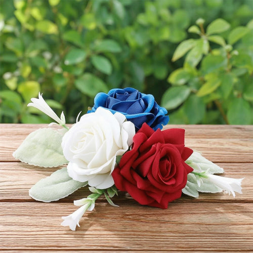 Artificial Rose Decoration Layered Faux Flower Accent with Leaves Cake Flower Topper Lightweight Cake Topper with Flowers
