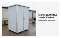 Steel Panel Outdoor Kitchen Mobile Kitchen Cabin Sturdy Construction Portable Cooking Booth for Homeowners, Farmers, Garden, Factory, Backyard