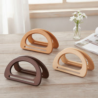 6 Pieces D-Shaped Purse Handle Premium Wooden Handles Comfortable Handles with Slot for Crochet Bags