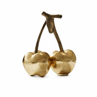 Metal Cherry with Leaf Lustrous Metal Cherry Ornament Whimsical Decoration for Bookshelf