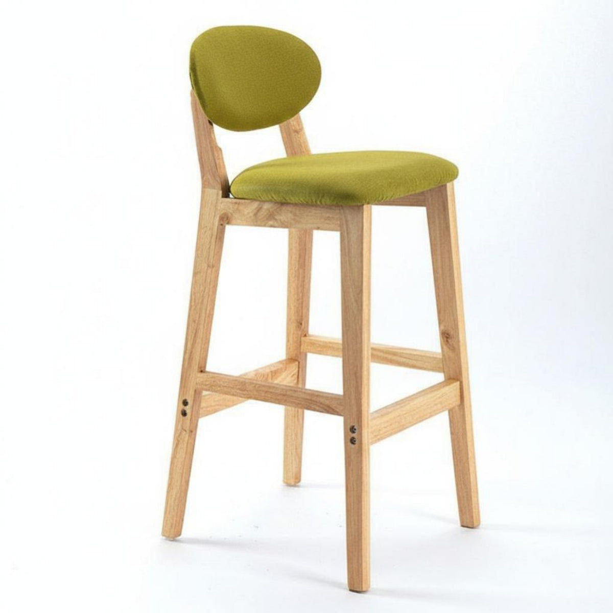 Nordic Design Upholstered High Seat with Backrest Built-in Footrest Bar Stool Padded Cushion Counter Chair Quiet Anti-Slip Pads for Homeowners, Restaurant Owners, Entertainers, Kitchen Island, Dining Room, Cafe, Cafe