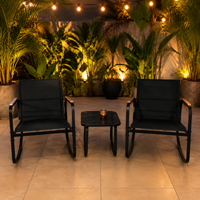 Folding Chairs Set of 3, Metal, Compact Storage, Waterproof, Outdoor, Camping, For Balcony