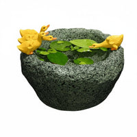 Duck Figurine Planter Creative Design Faux Stone Duck Pot Hand-Painted for Patio