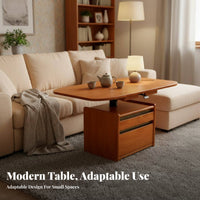 elevateTop Coffee Table Space-Saving Living Room Furnishing Hidden Storage Rounded Corners for Renters, Home Office