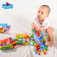 LakaRose婴儿动物尾巴布书宝宝启蒙早教布书0岁幼儿响纸布书玩具