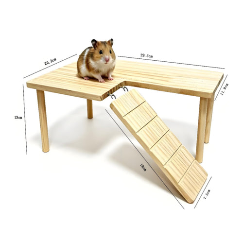 Wooden Hamster House Hamster Platform House Gnaw-Safe Safe for Pet Habitat
