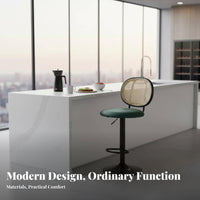 Adjustable Stool with Woven Back Nordic Design for Adults