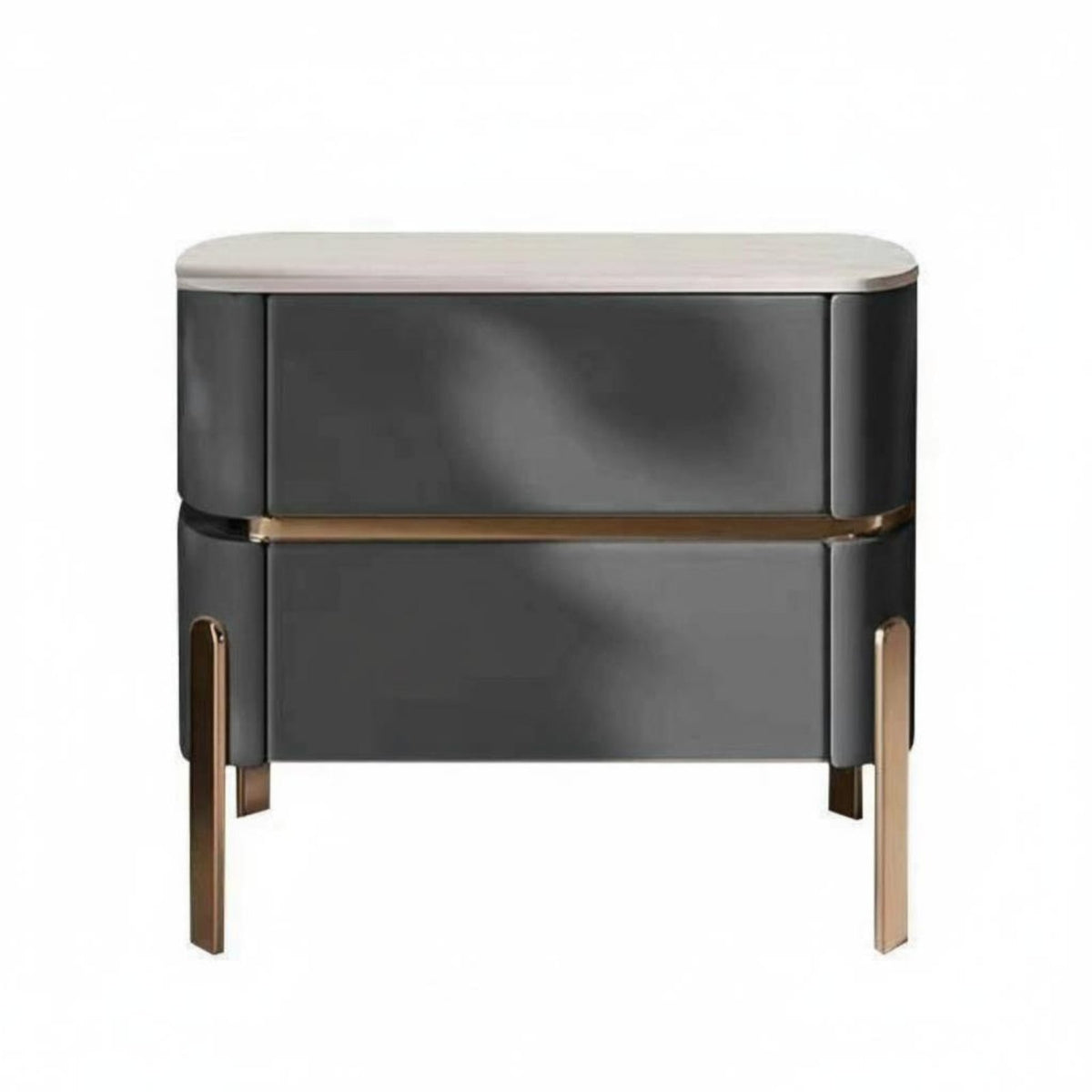 2-Drawer End Table Luxury Design Nightstand Modern Aesthetic for Bedroom