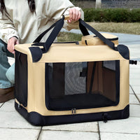 Rolling Pet Carrier Breathable Mesh Wheeled Feline Carrier Hand Carry for Travel