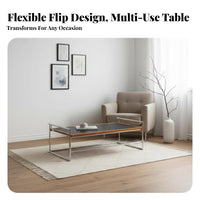 Wood Top Metal Frame Coffee Table Modernist Design Rectangular Coffee Table Small Apartment Perfect for Retro Aesthetic