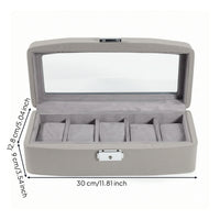 5-Slot Watch Box Velvet Lined Watch Box with Window Dustproof for Dresser