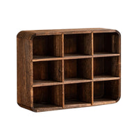 Compartment Shelf with Back Panel Rustic Tea Cup Display Rack, Space Saving Teacup Display Rack for Collectors