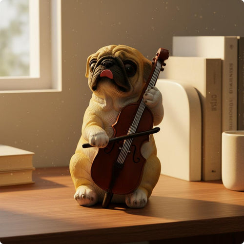4 Pieces Puppy Band Figurines Hand Painted Musician Dog Statue Vibrant Colors