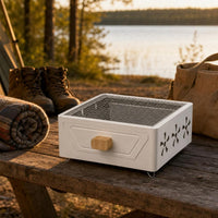 Square BBQ Grill Multi-functional Charcoal Barbecue Stove Outdoor Courtyard Portable Camping Cooker for Tea Brewing