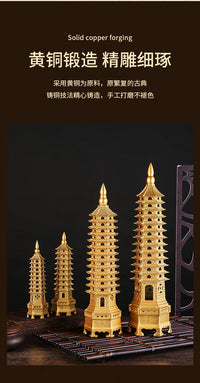 黄铜13层文昌塔宝塔摆件 30CM中式复古书房办公桌面玄关装饰礼品