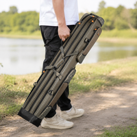 Waterproof Fishing Bag 125cm, Durable Rod Bag with Nylon Hard Shell, Dark Brown Fishing Bag for River Fishing, Wear-resistant & Portable