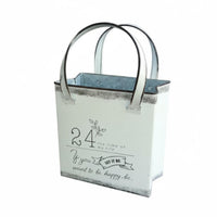 Handbag Shaped Planter Distressed Iron Construction Tote Bag Flower Pot Multi-Functional Wall Hanging Flower Container for Courtyard, Balcony, Patio